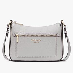 Kate Spade Hudson Medium Pebbled Leather Crossbody_Platinum Gray